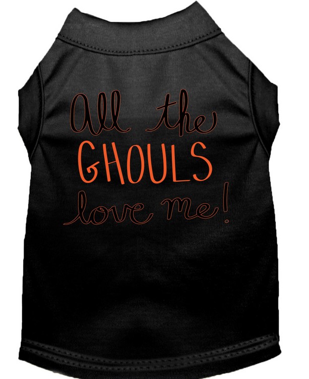 All the Ghouls Screen Print Dog Shirt Black XL